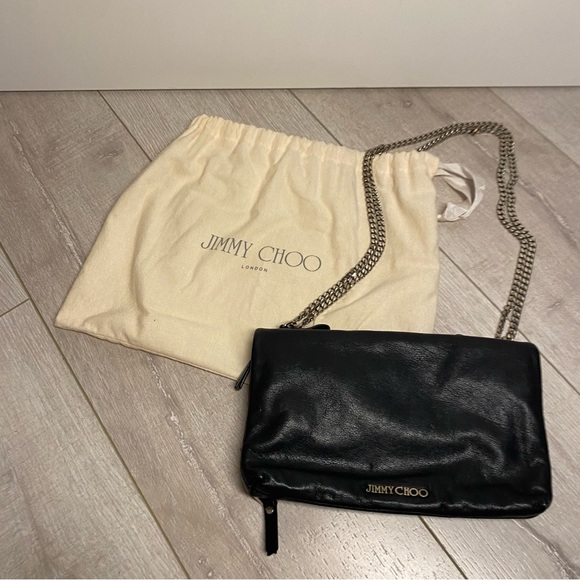 Jimmy Choo Black Leather Wristlet with Chain - Picture 10 of 11